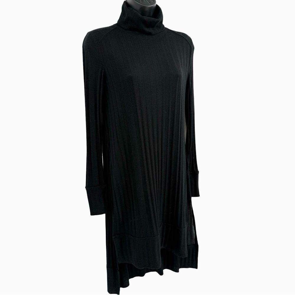 Free People We The Free Ribbed Side Slit Tunic Top in Black | Size XS